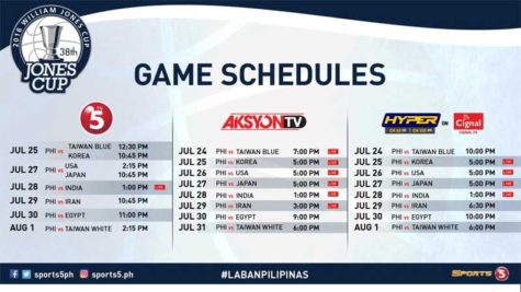 2016 Jones Cup Schedule