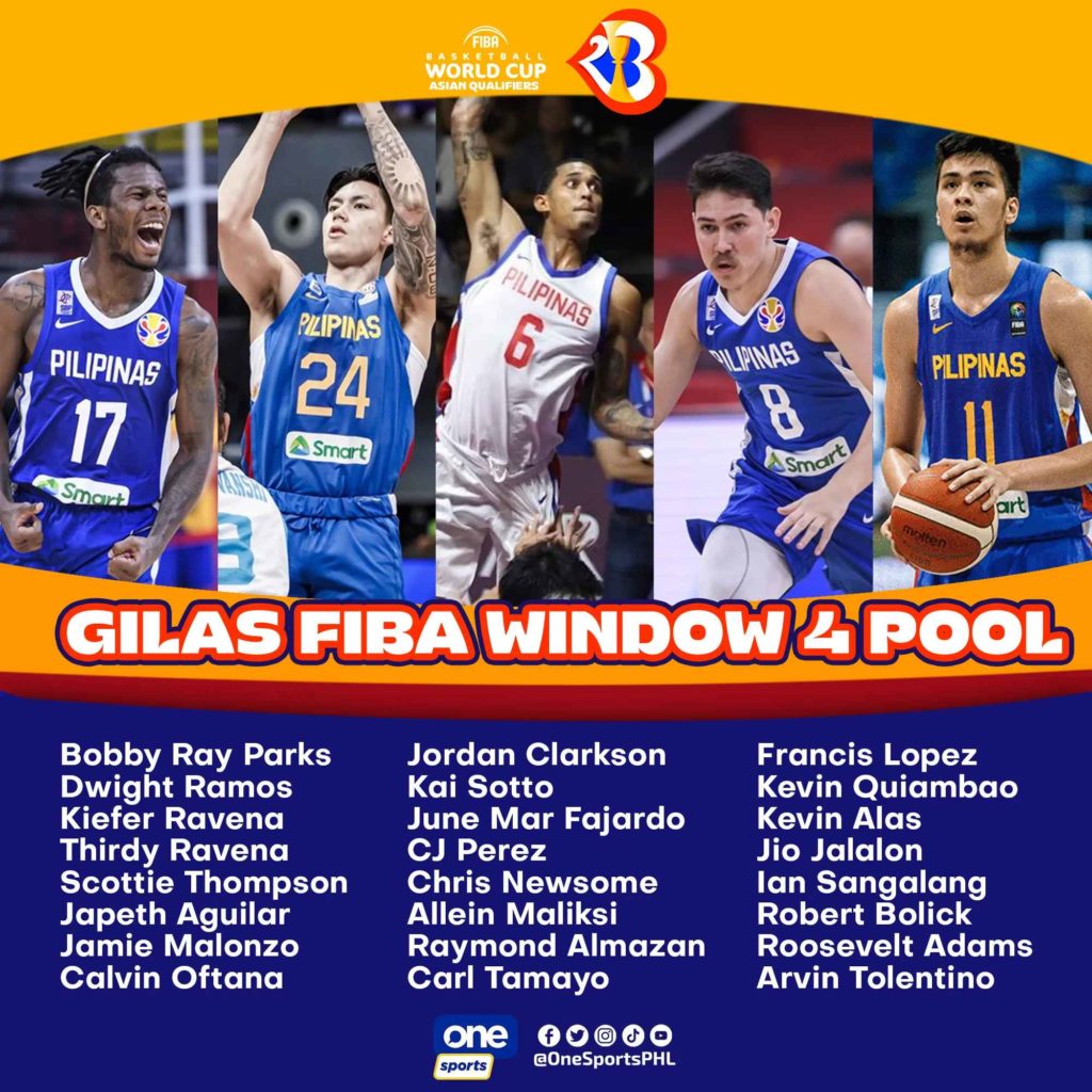 Gilas Pilipinas Player Pool for FIBA Qualifiers August 2022
