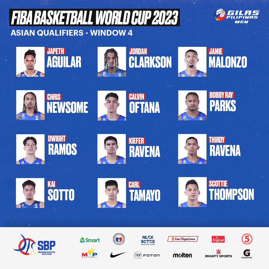 Gilas Pilipinas Final Roster vs Lebanon FIBA World Cup Asian