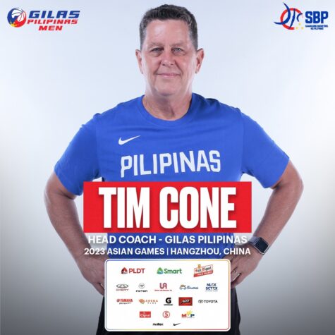Gilas Pilipinas Head Coach Tim Cone for 2023 Asian Games