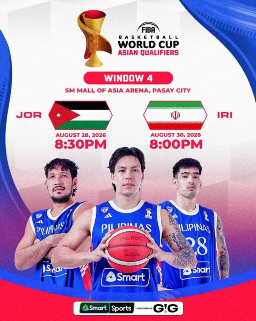 Gilas Pilipinas Schedule for FIBA World Cup Asian Qualifiers Window 4